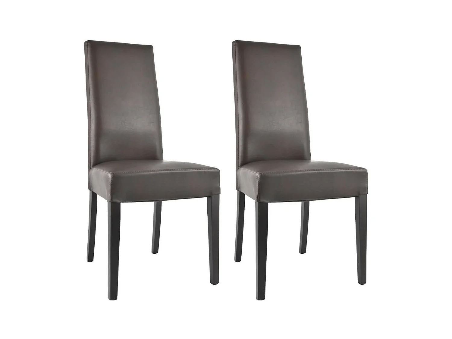 TORINO - Lot de 2 Chaises Simili Marron et Pieds Wengé