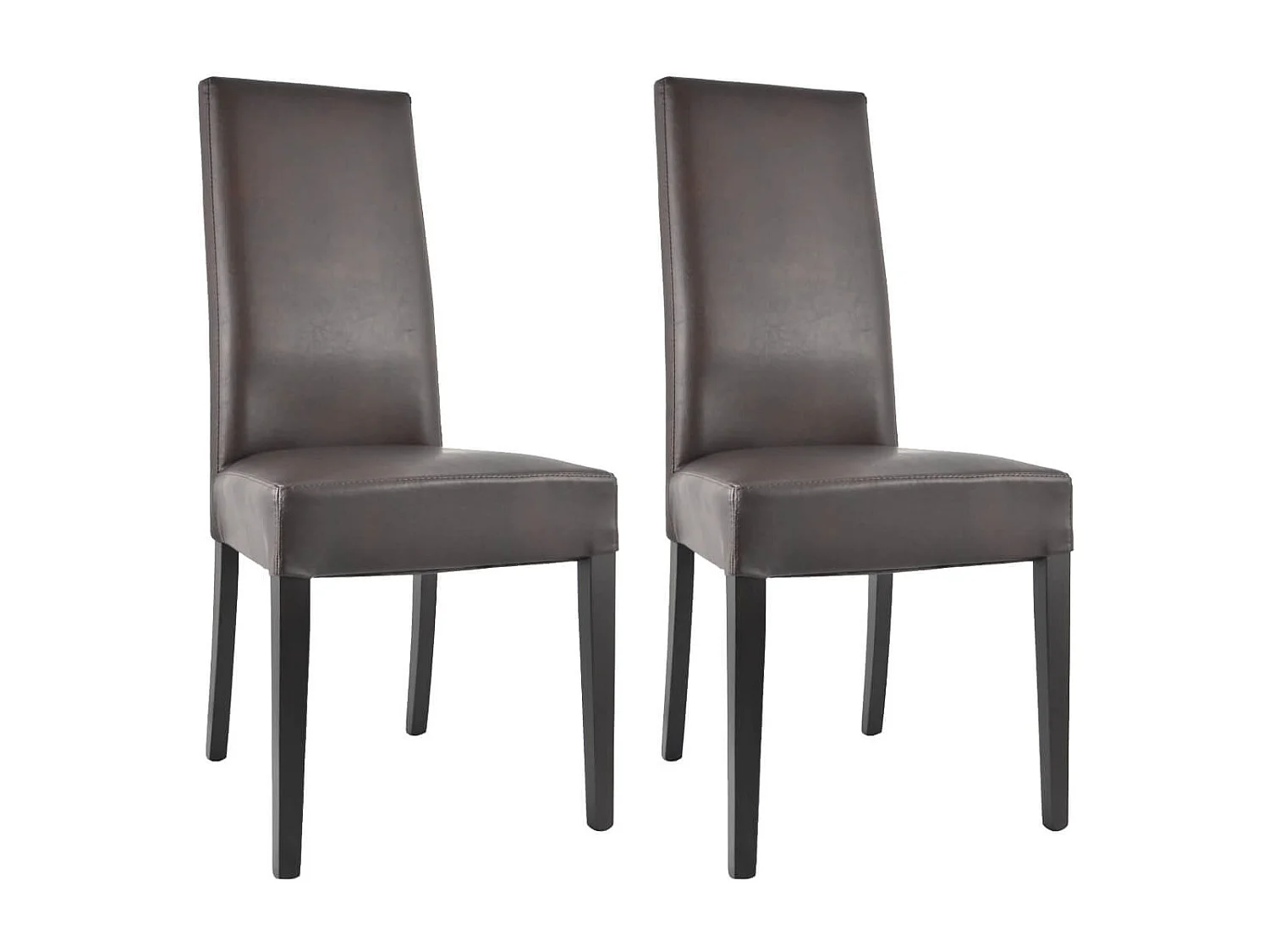 TORINO - Lot de 2 Chaises Simili Marron et Pieds Wengé