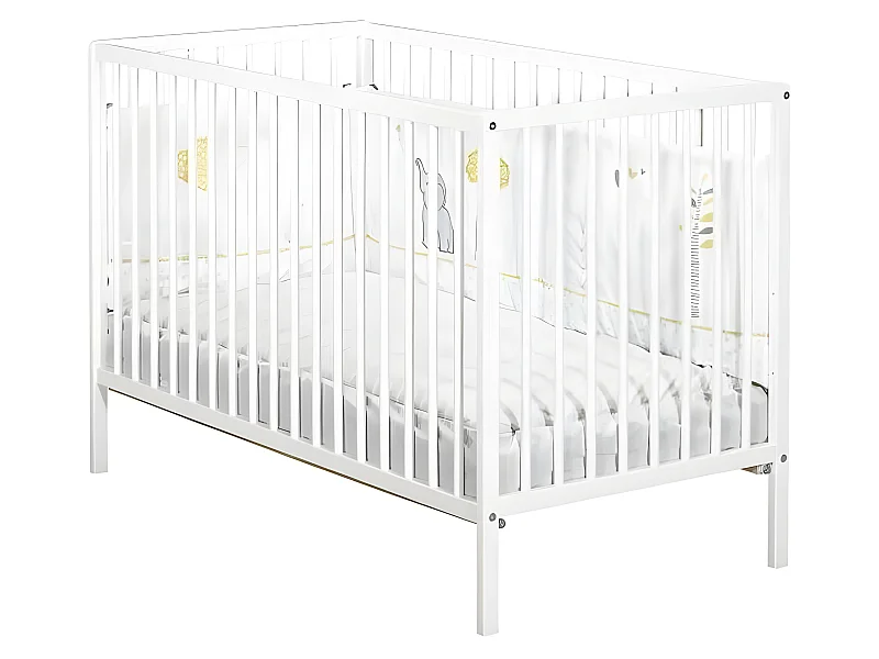 BABY PRICE - lit 120x60 tout barreaux blanc first