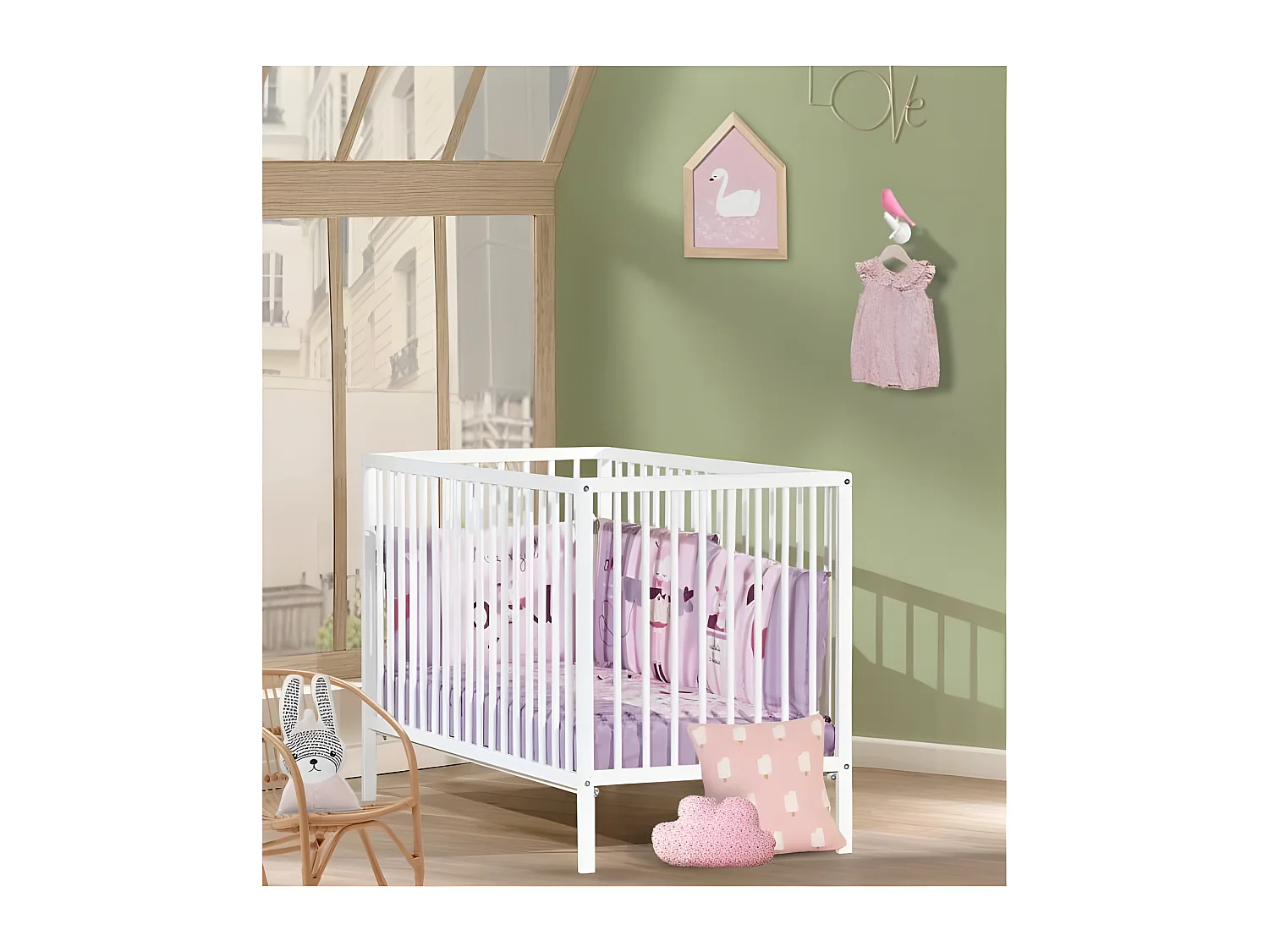 BABY PRICE - lit 120x60 tout barreaux blanc first