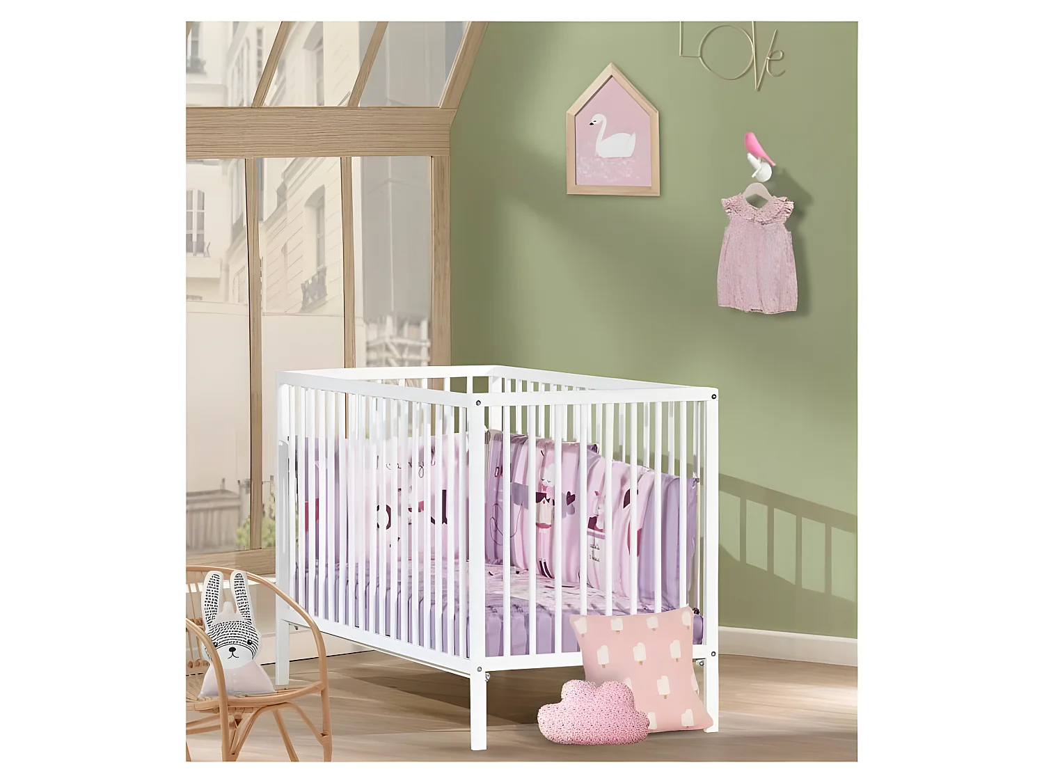 BABY PRICE - lit 120x60 tout barreaux blanc first