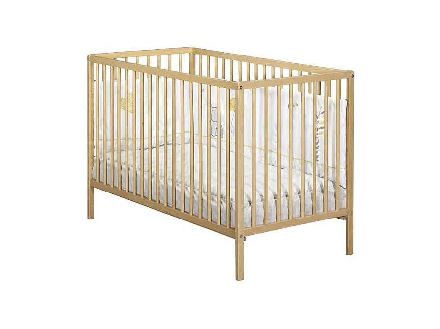 BABY PRICE - lit 120x60 tout barreaux vernis naturel first