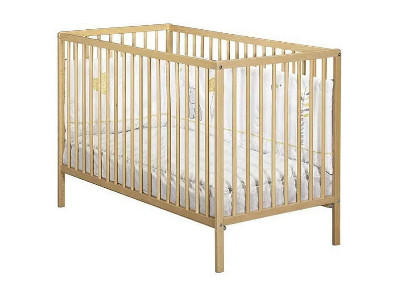 BABY PRICE - lit 120x60 tout barreaux vernis naturel first