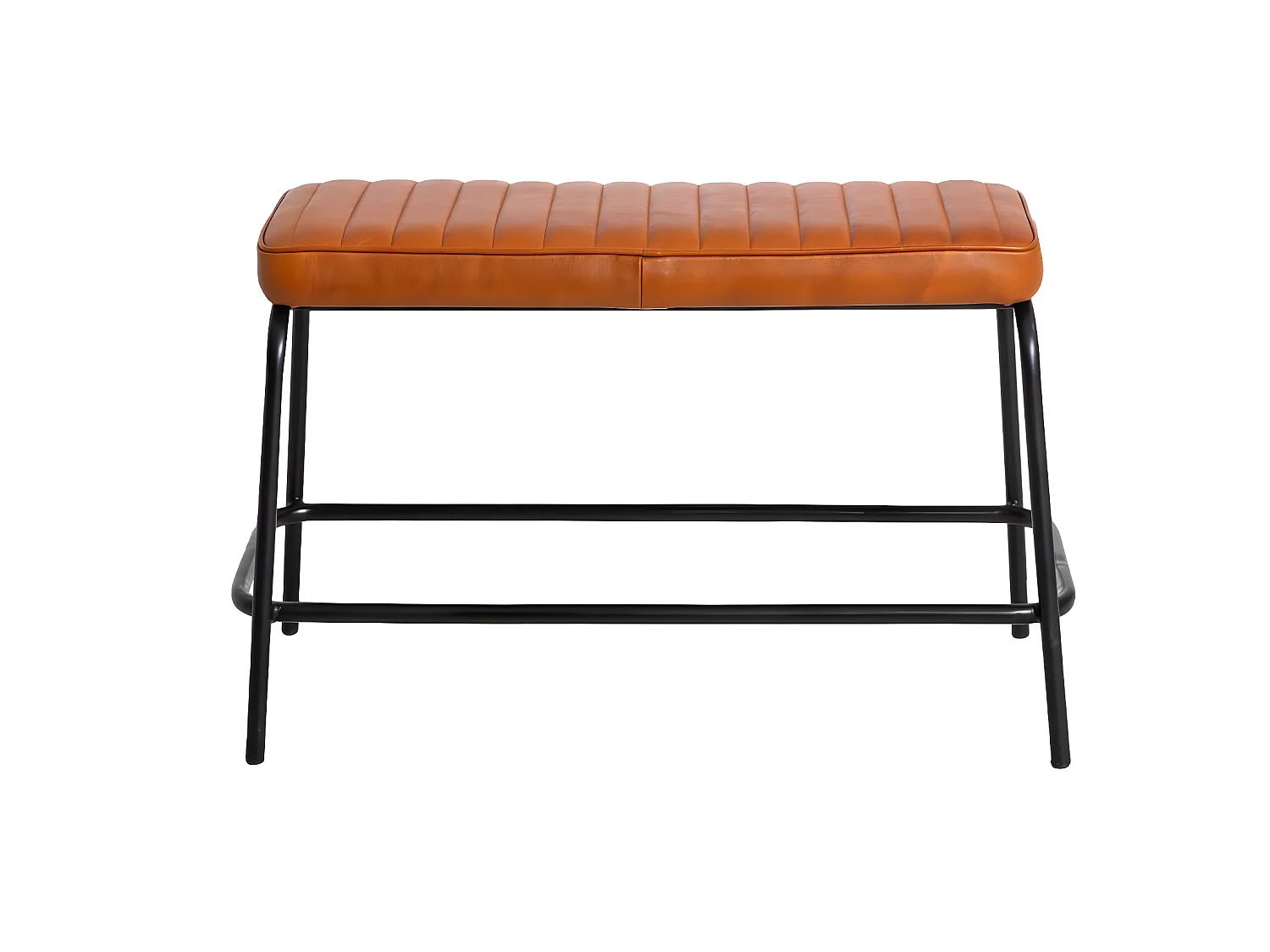 Banco de cuero marrón y metal negro con almacenamiento - Lucien