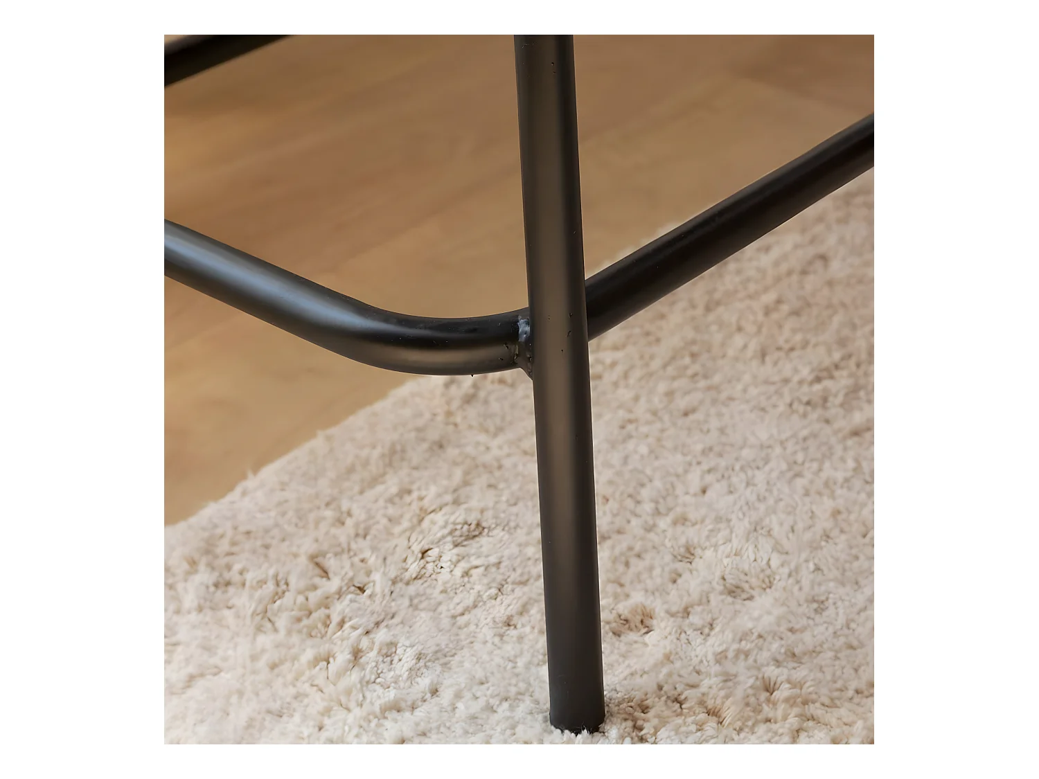 Banco de cuero marrón y metal negro con almacenamiento - Lucien