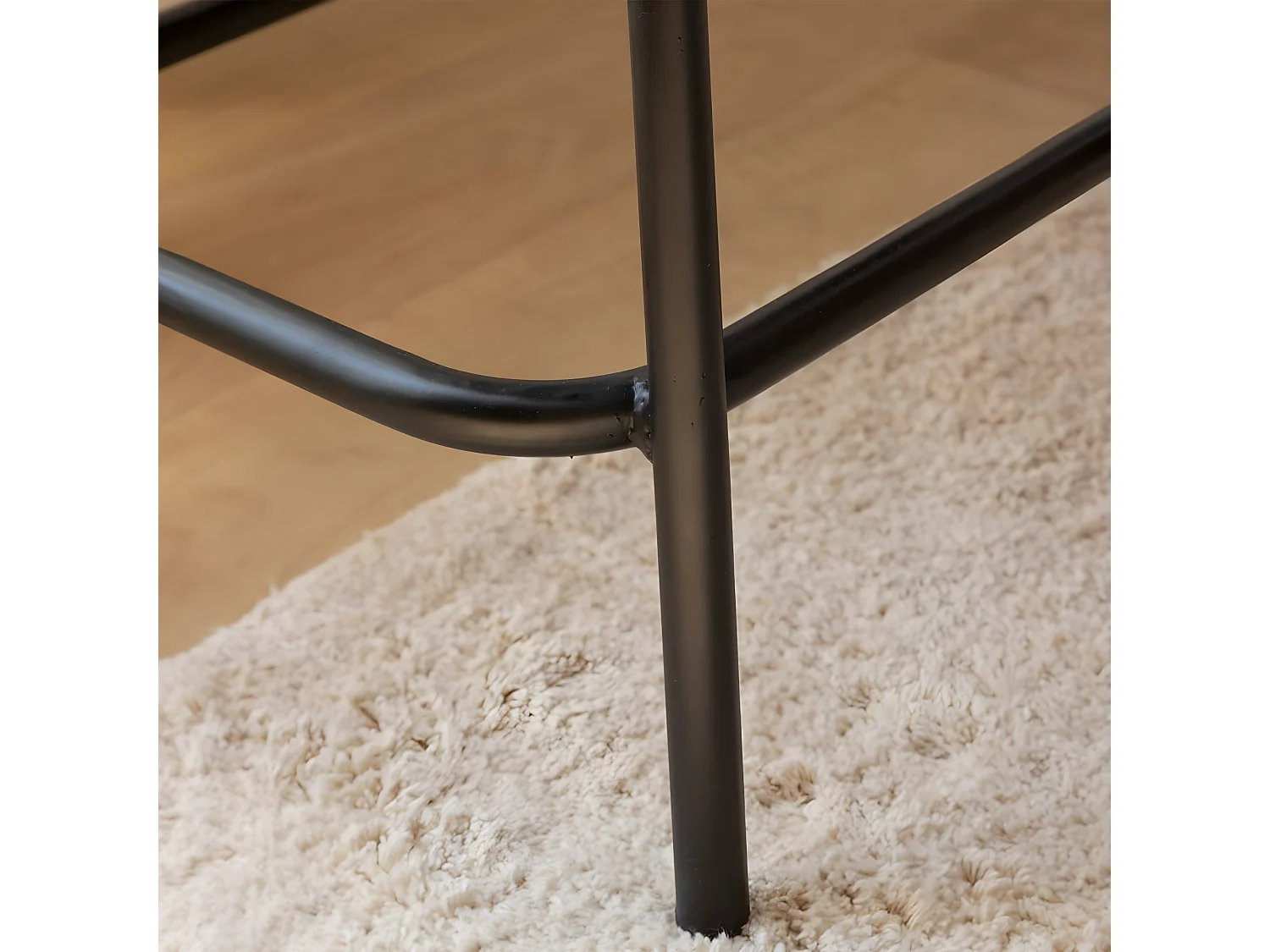 Banco de cuero marrón y metal negro con almacenamiento - Lucien