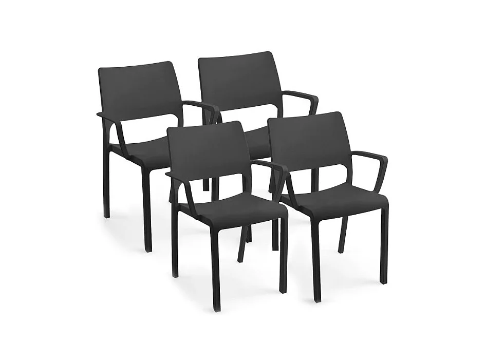 Pack 4 sillas de exterior Ocean Antracita