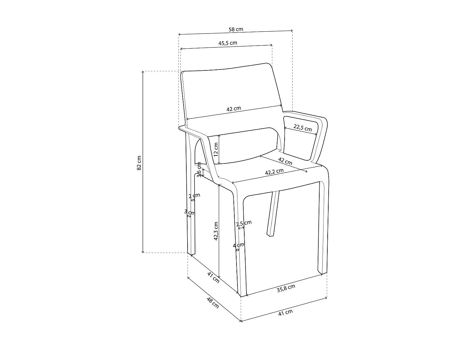 Pack 4 sillas de exterior Ocean Antracita