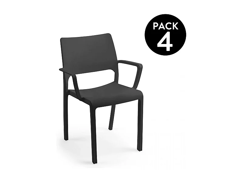 Pack 4 sillas de exterior Ocean Antracita