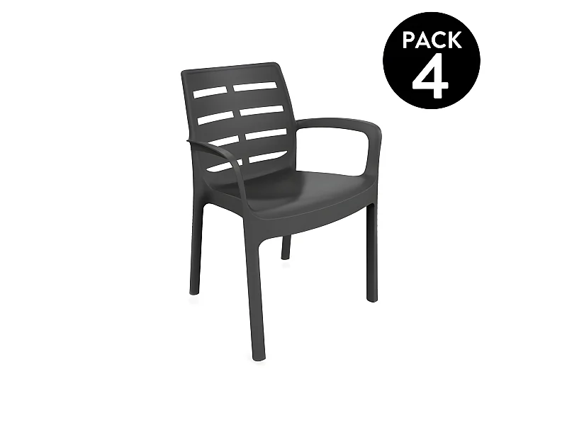 Pack 4 sillas de exterior Maui Antracita