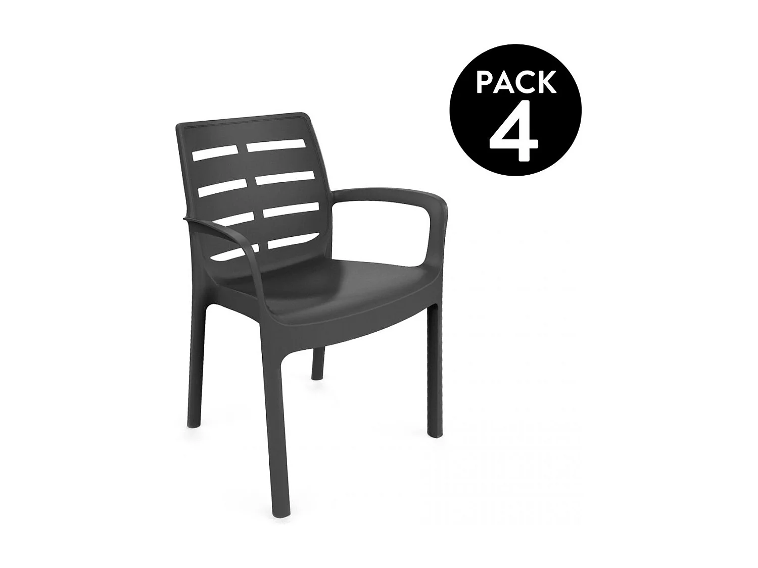 Pack 4 sillas de exterior Maui Antracita
