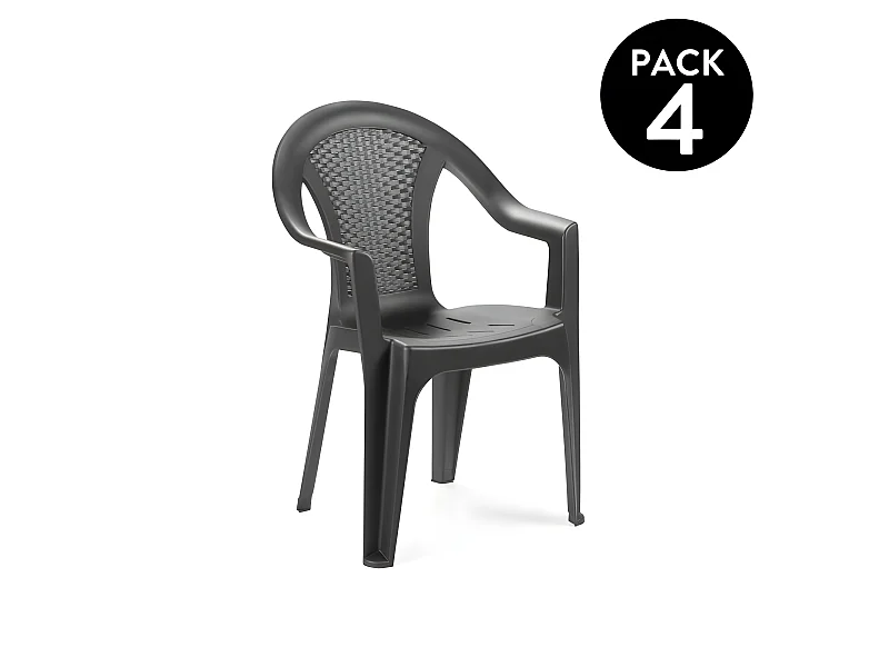 Pack 4 sillas de exterior Coral Antracita
