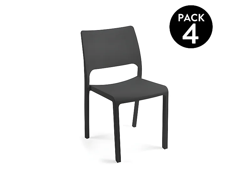 Pack 4 sillas de exterior Shine Antracita