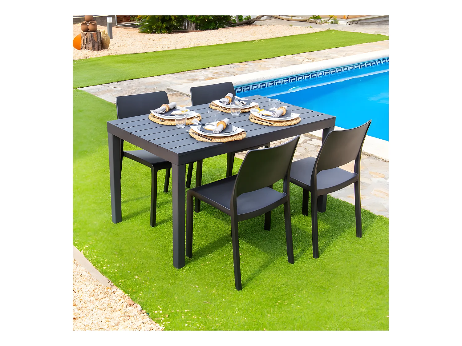 Pack 4 sillas de exterior Shine Antracita