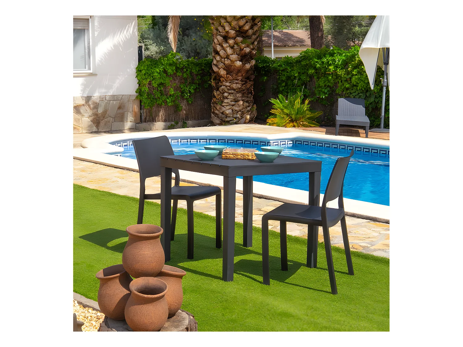 Pack 4 sillas de exterior Shine Antracita