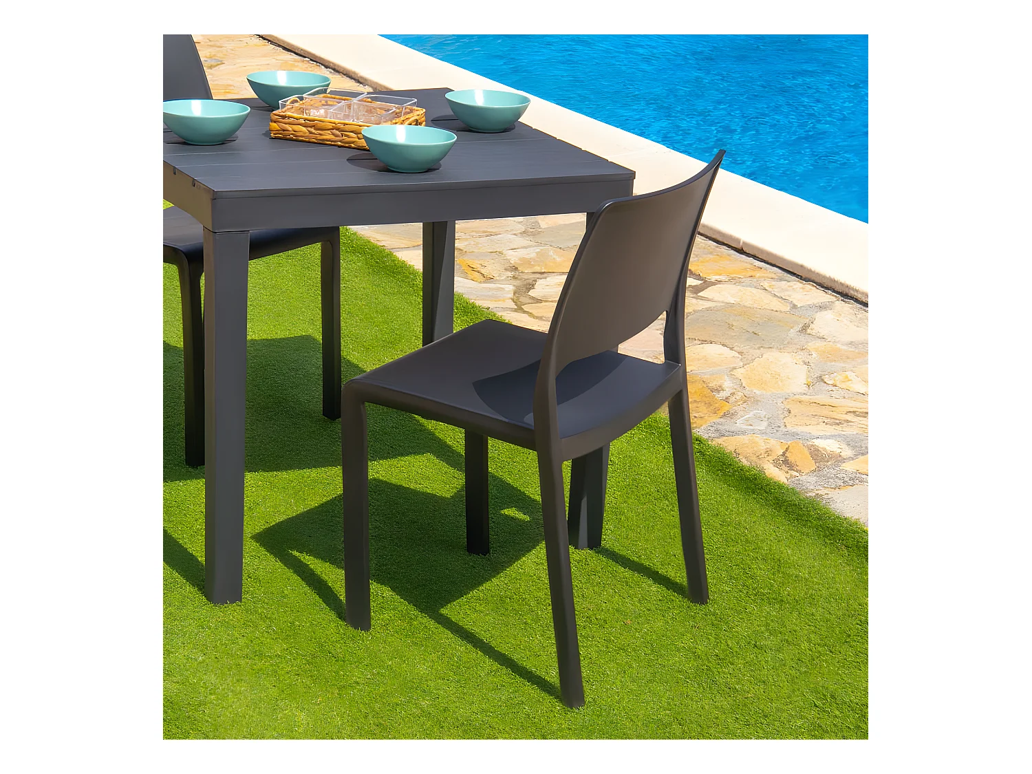 Pack 4 sillas de exterior Shine Antracita