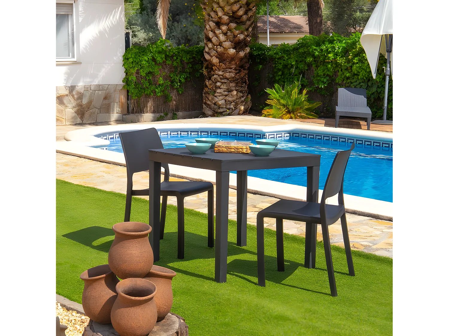 Pack 4 sillas de exterior Shine Antracita