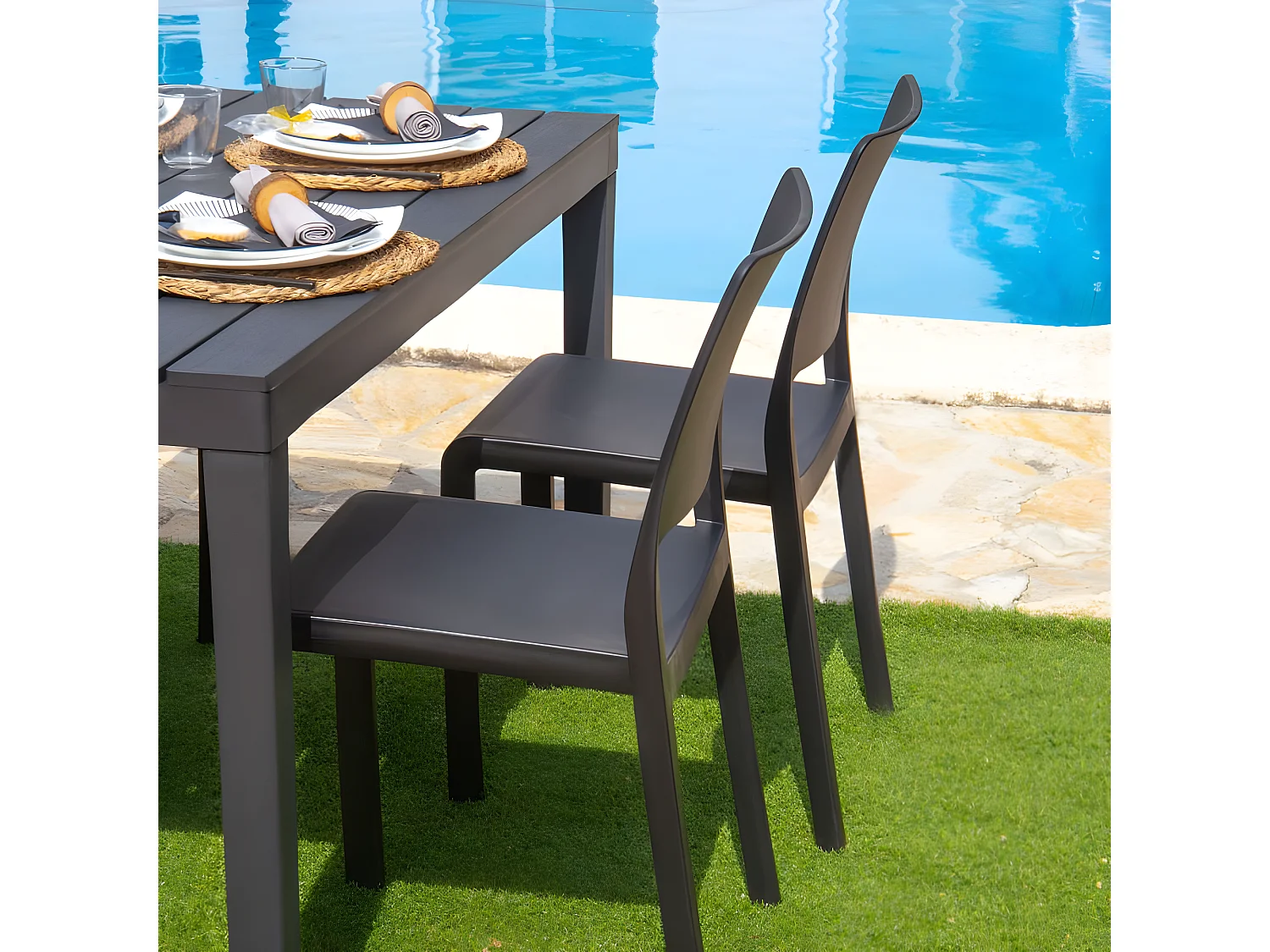 Pack 4 sillas de exterior Shine Antracita