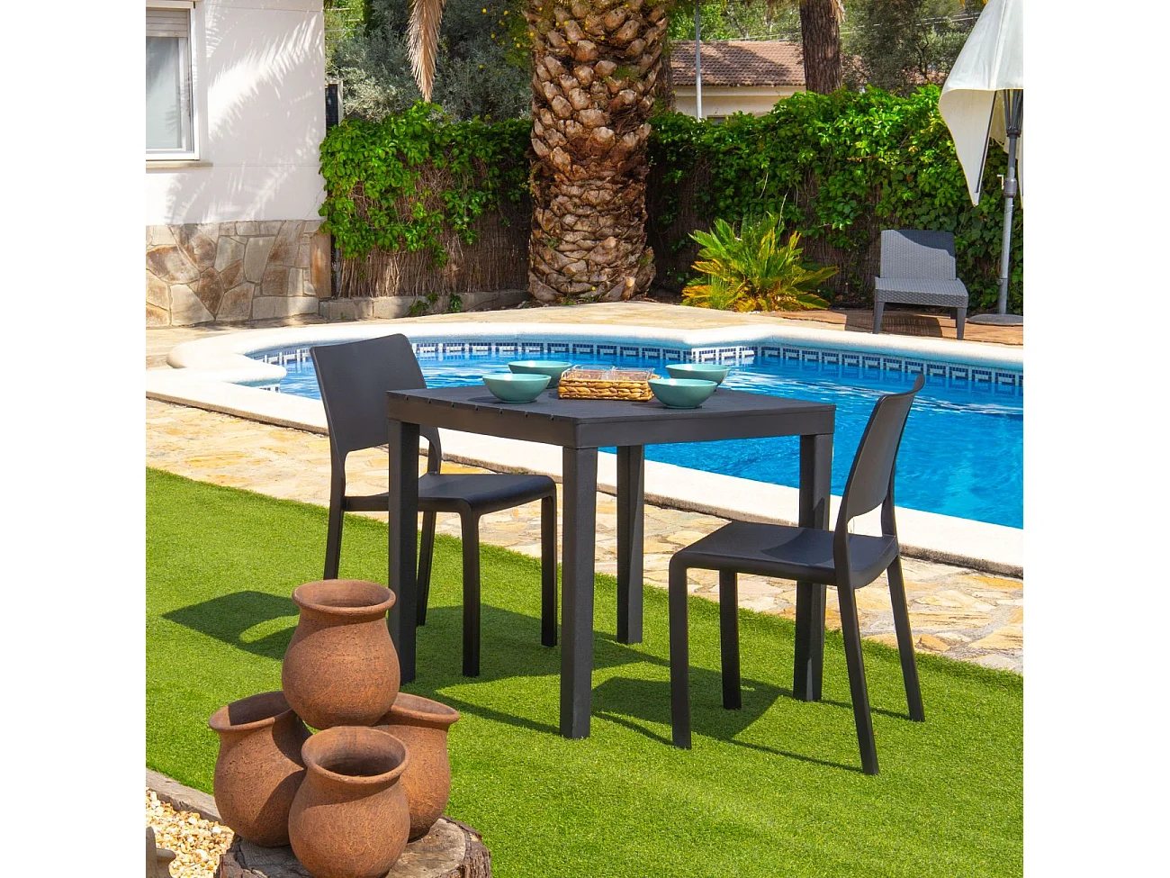 Pack 4 sillas de exterior Shine Antracita