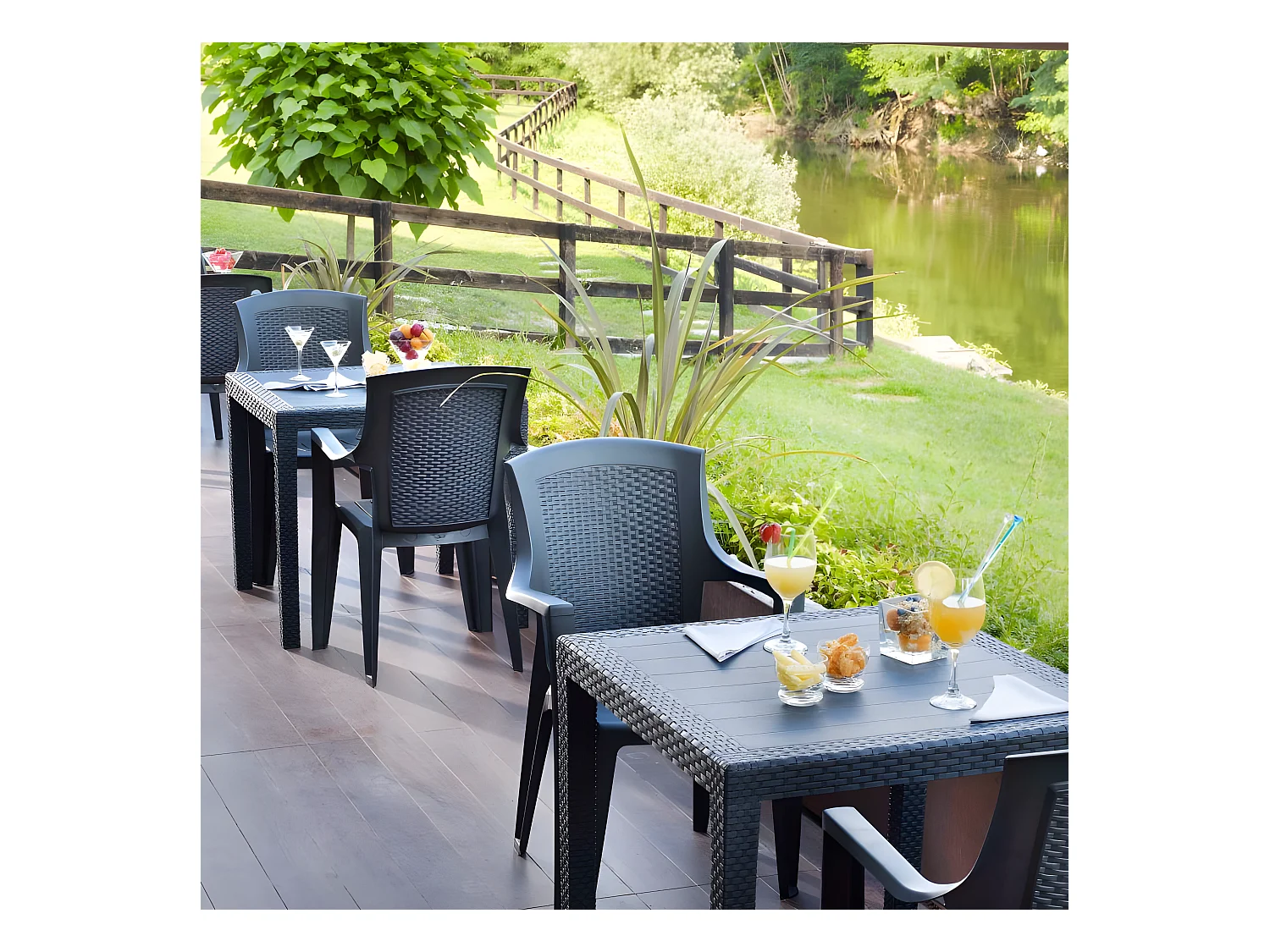 Pack 4 sillas de exterior Pacific Antracita