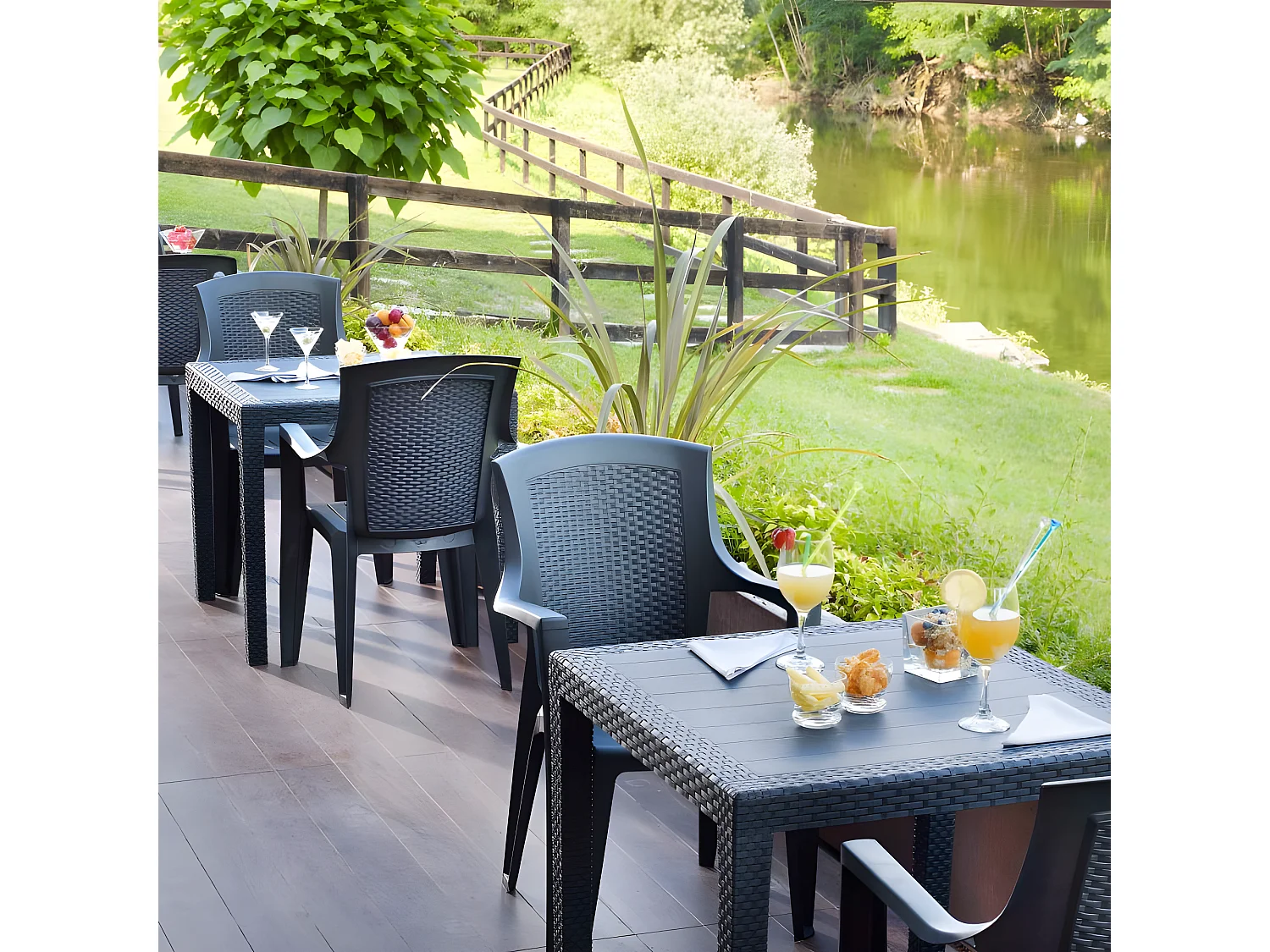 Pack 4 sillas de exterior Pacific Antracita