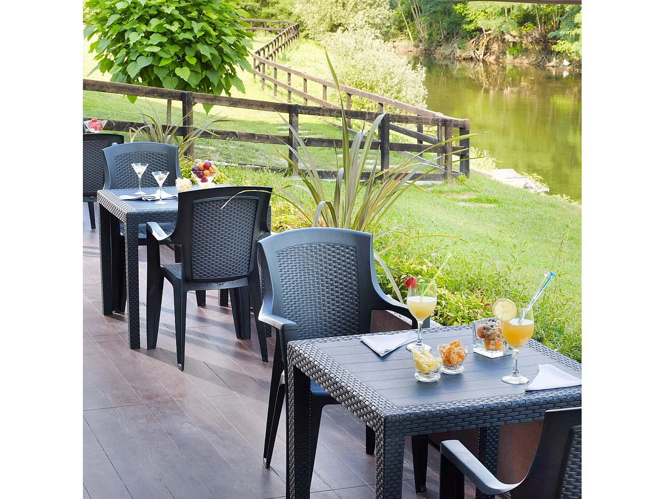 Pack 4 sillas de exterior Pacific Antracita