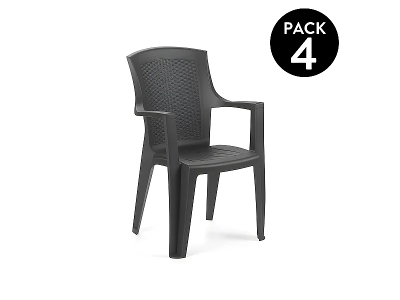 Pack 4 sillas de exterior Pacific Antracita