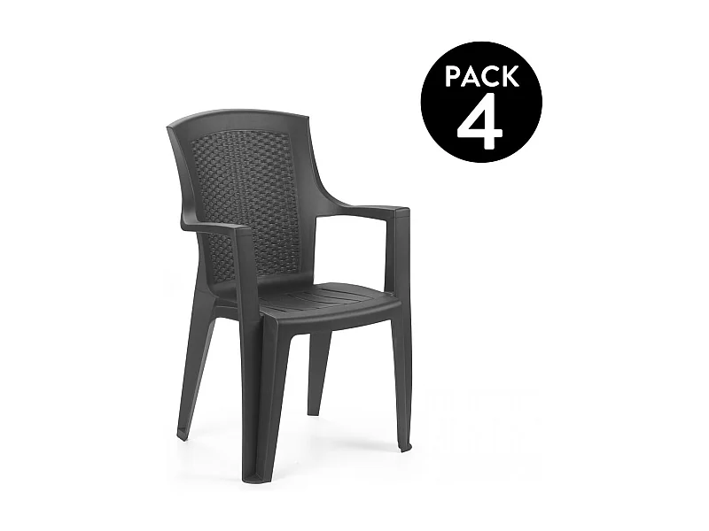 Pack 4 sillas de exterior Pacific Antracita
