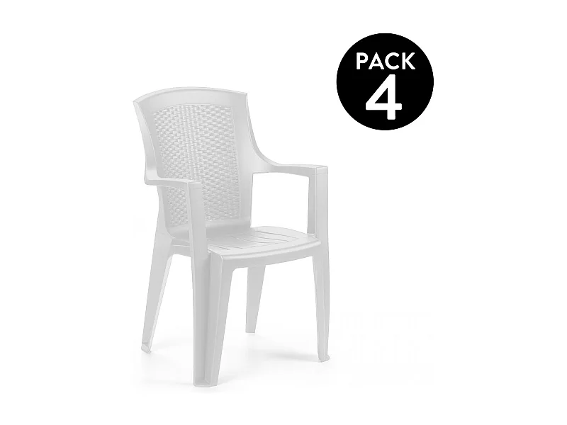 Pack 4 sillas de exterior Pacific Blanco