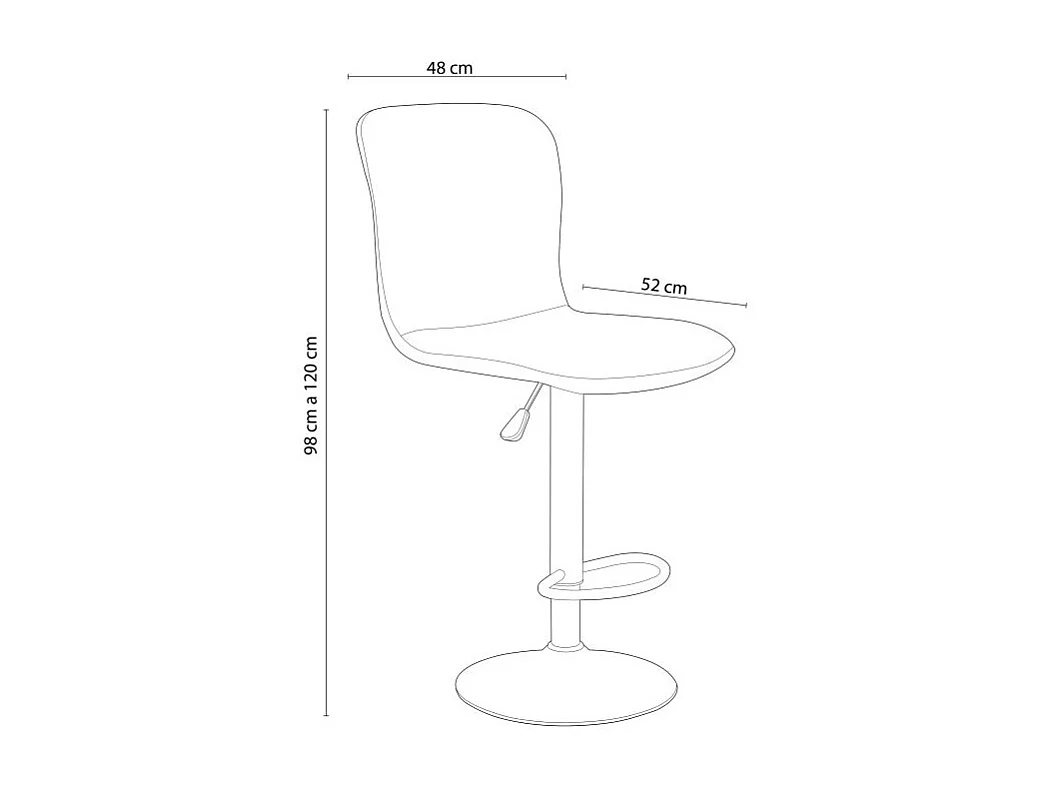Pack de 2 taburetes altos Britain altura regulable con reposapiés gris 98-120x48x52 cm Adec