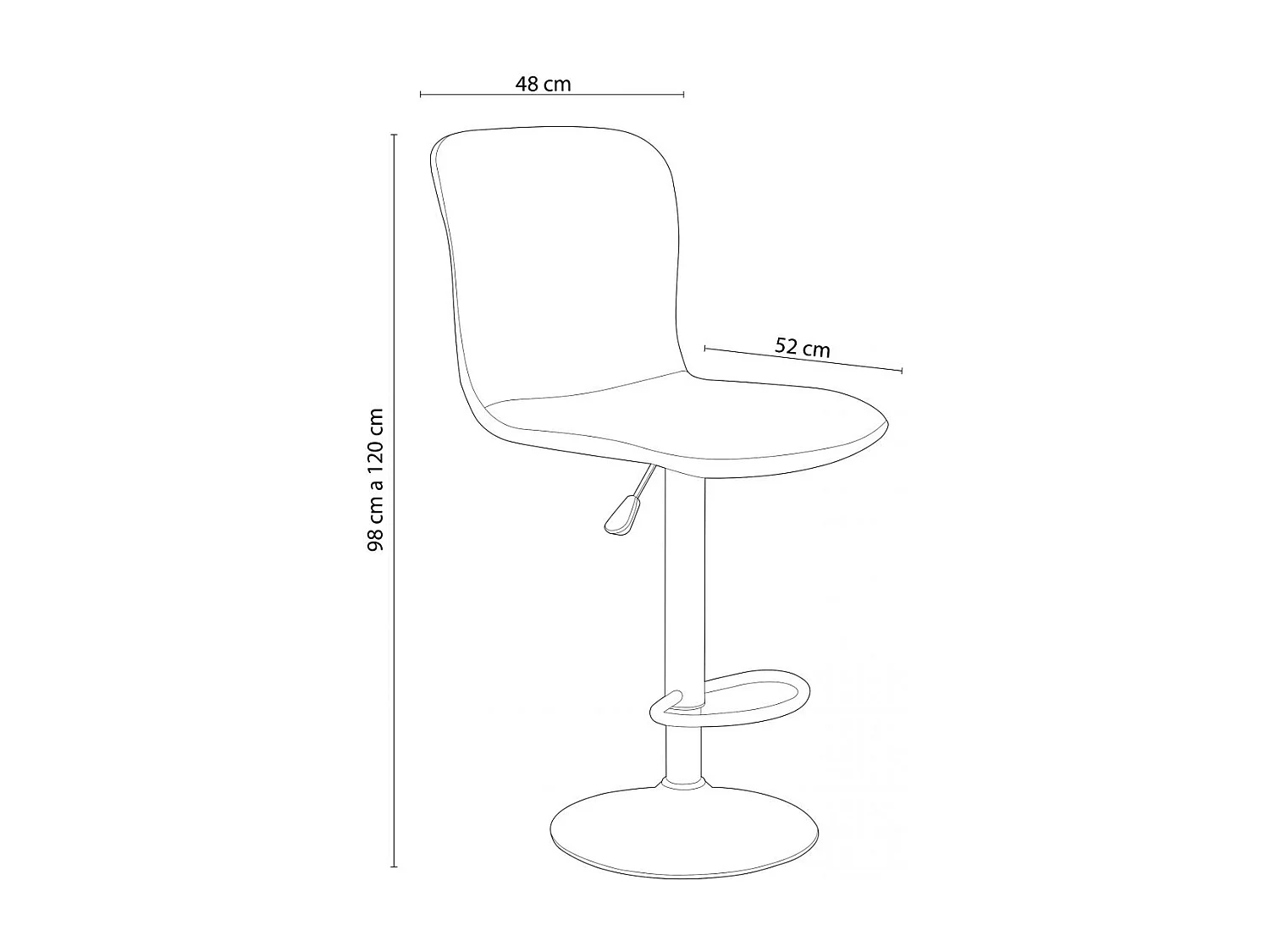 Pack de 2 taburetes altos Britain altura regulable con reposapiés gris 98-120x48x52 cm Adec
