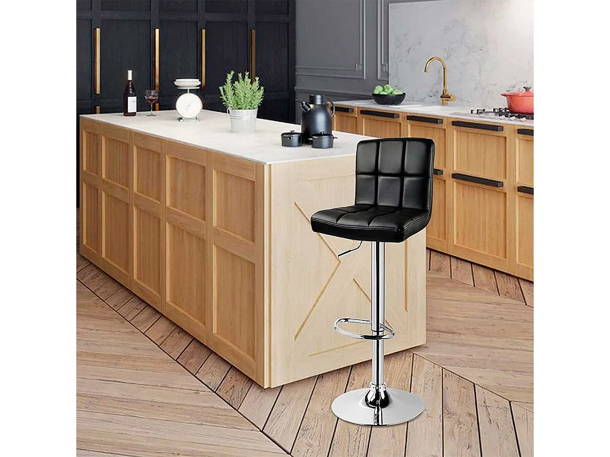 Taburete alto Pub giratorio con altura regulable y reposapiés negro Ø45x115 cm Adec