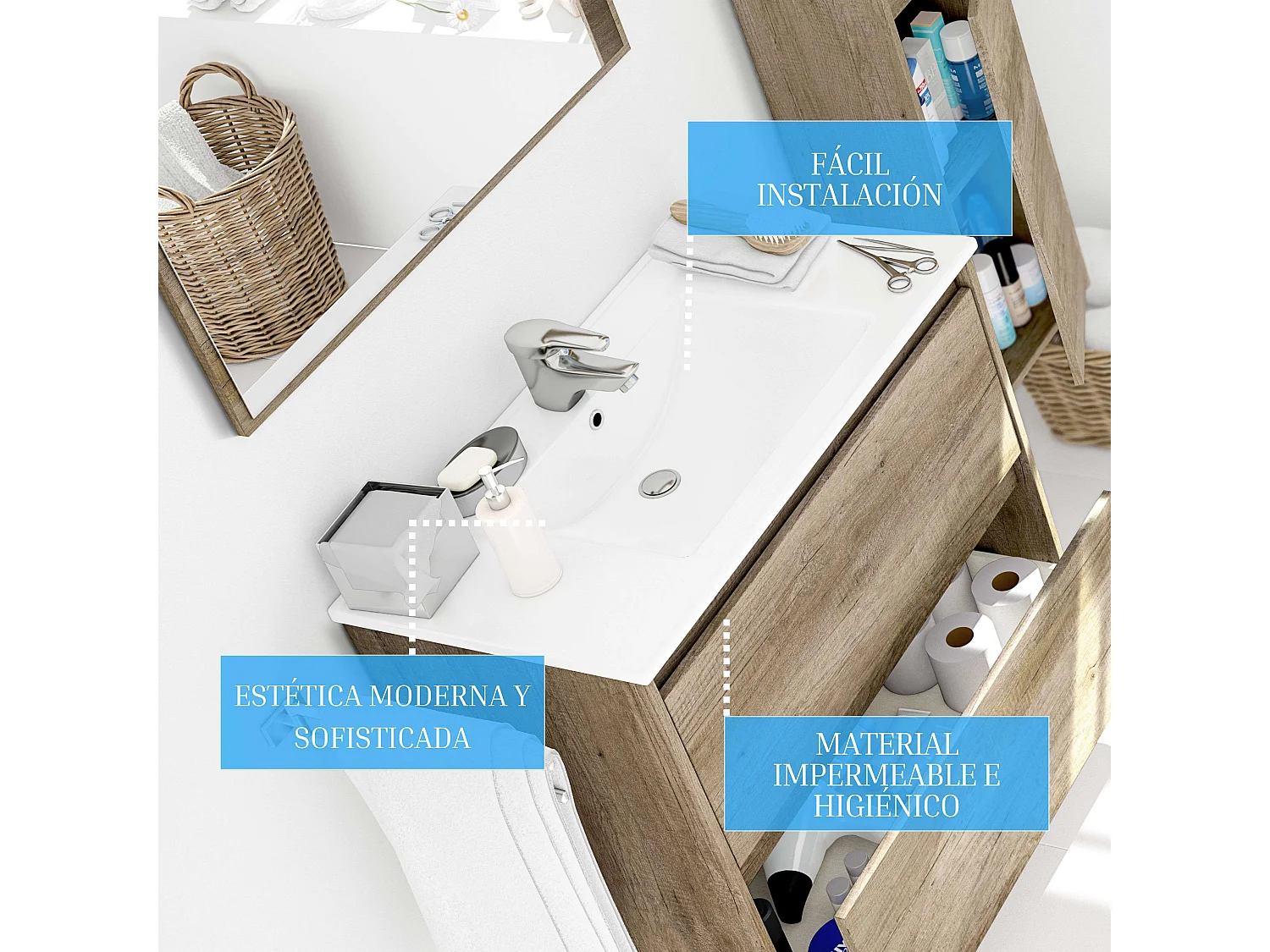 Lavabo Arkitmobel PMMA blanco 80x45 cm