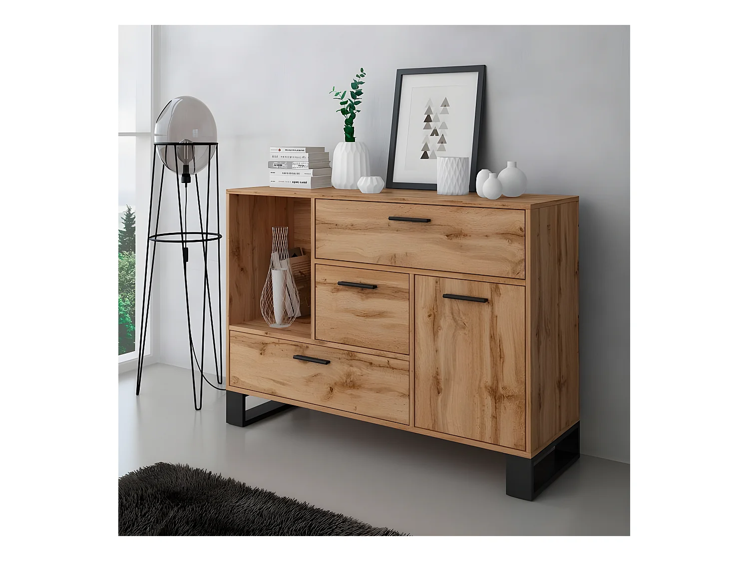 Aparador Raw Roble oscuro - Negro