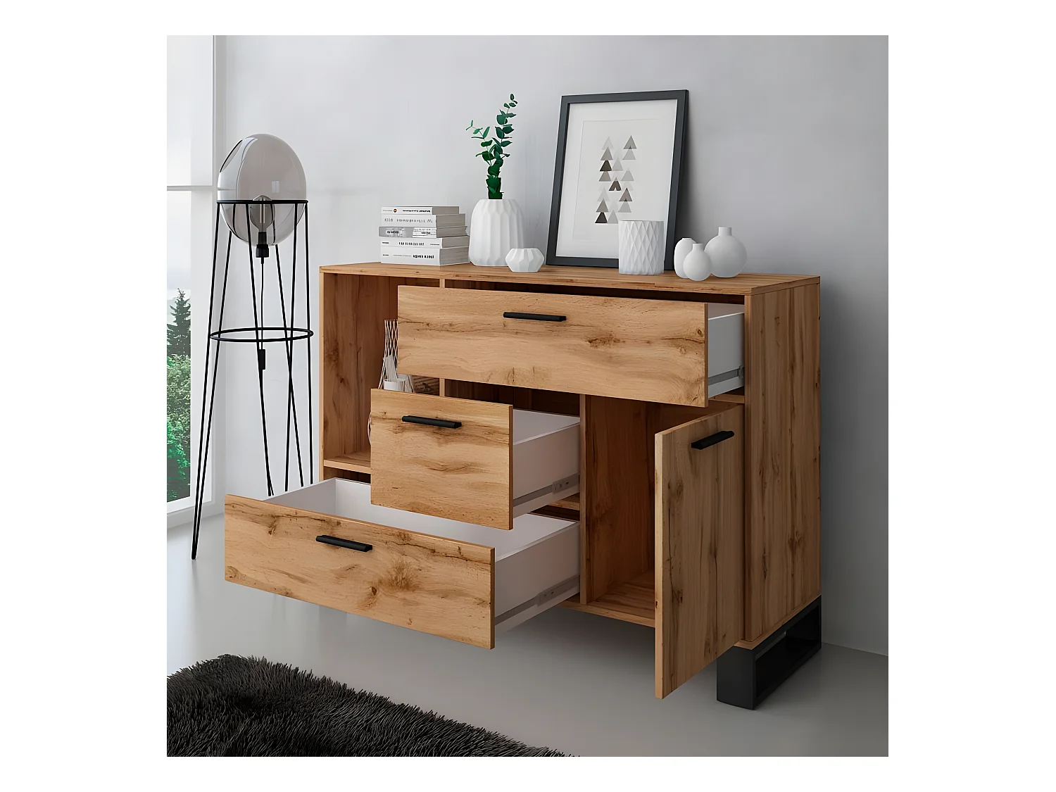 Aparador Raw Roble oscuro - Negro