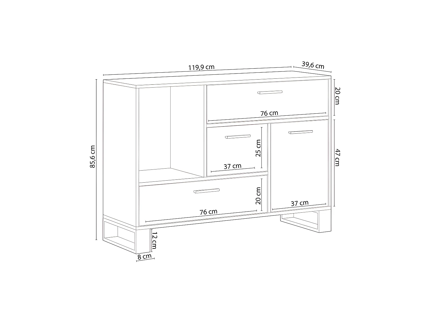 Aparador Raw Roble oscuro - Negro