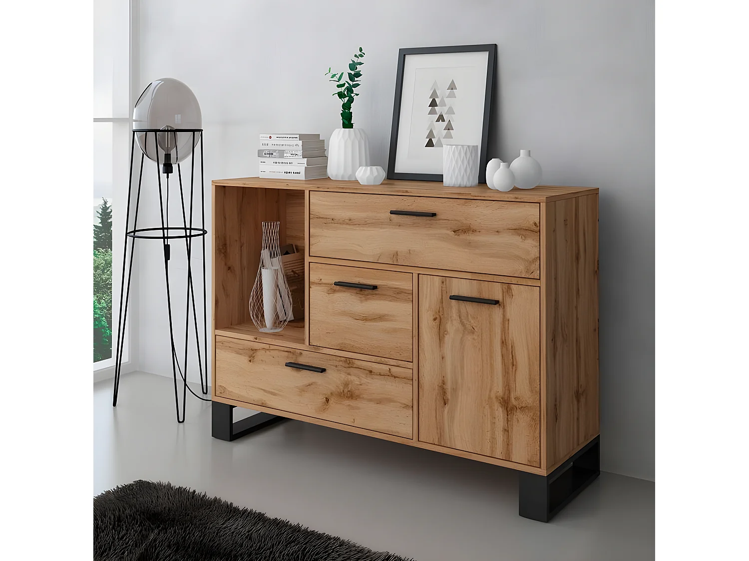 Aparador Raw Roble oscuro - Negro