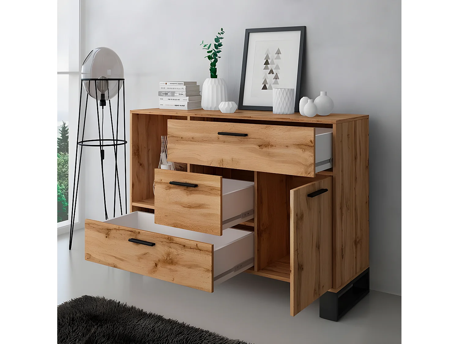 Aparador Raw Roble oscuro - Negro