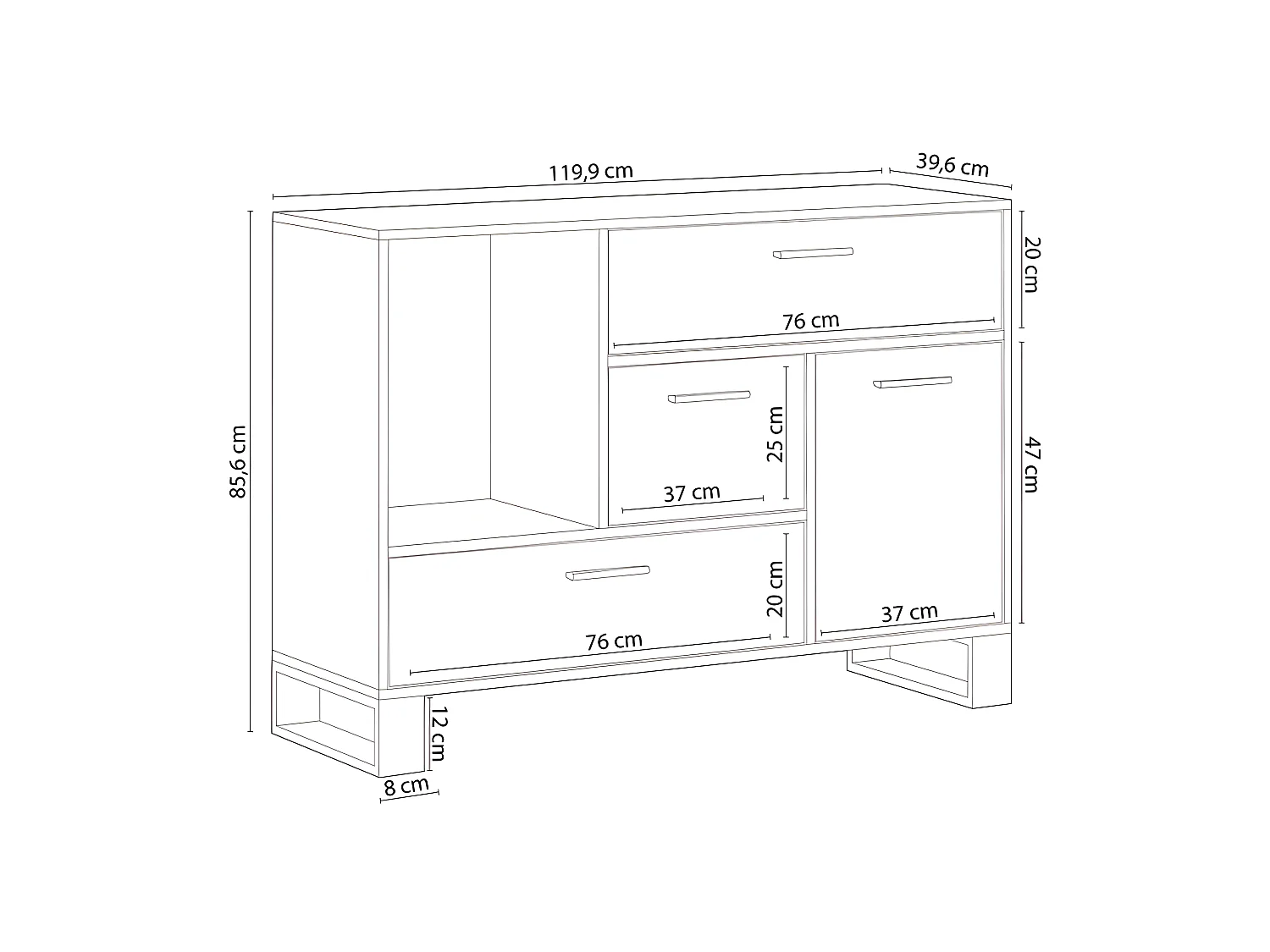 Aparador Raw Roble oscuro - Negro