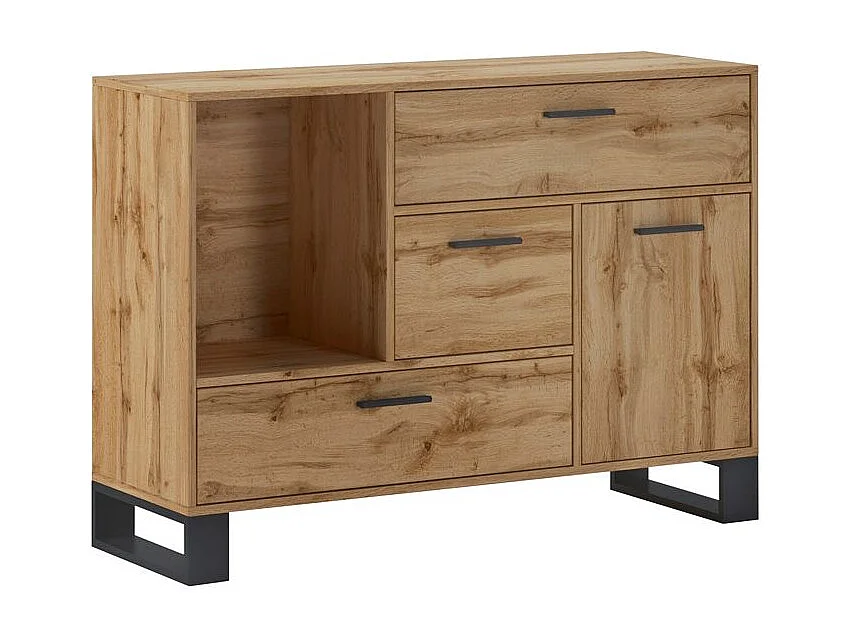 Aparador em bruto Roble oscuro - Negro