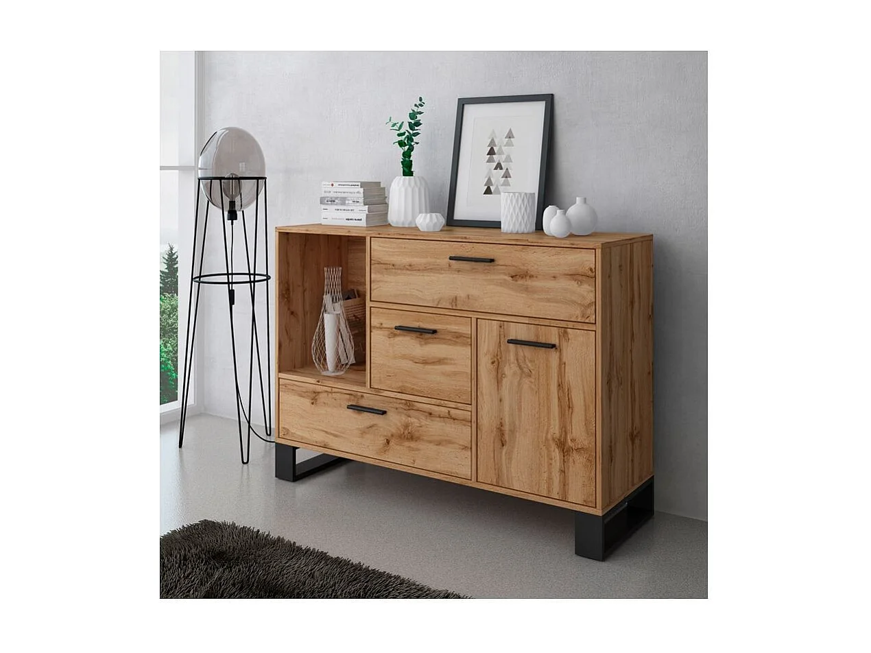 Aparador em bruto Roble oscuro - Negro