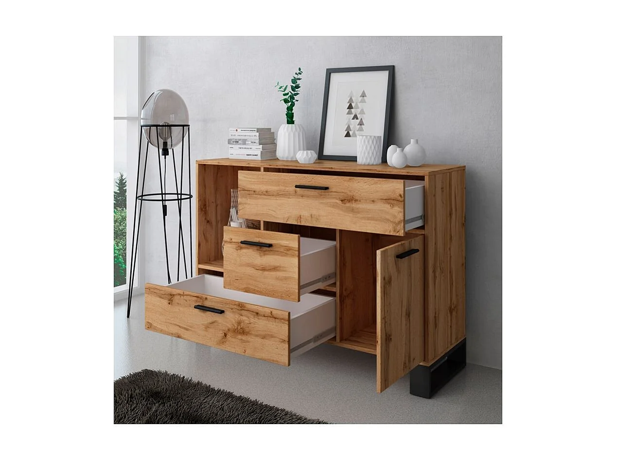 Aparador em bruto Roble oscuro - Negro