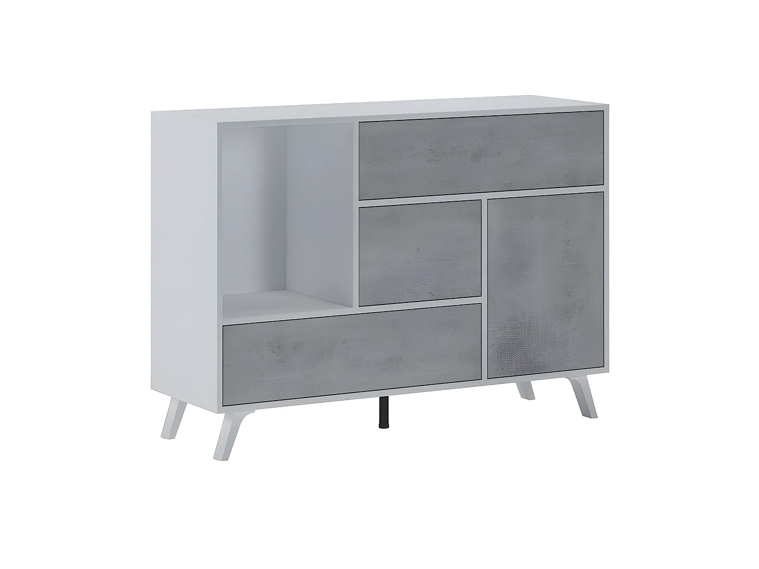 Aparador Wind Blanco mate - Gris cemento