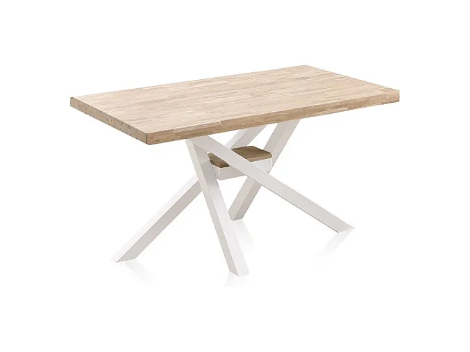 Mesa de comedor Xena patas cruzadas forma rectangular roble Nordish/blanco 76x140x80 cm Adec
