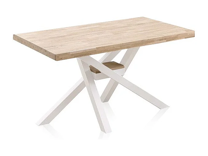 Mesa de comedor Xena patas cruzadas forma rectangular roble Nordish/blanco 76x140x80 cm Adec