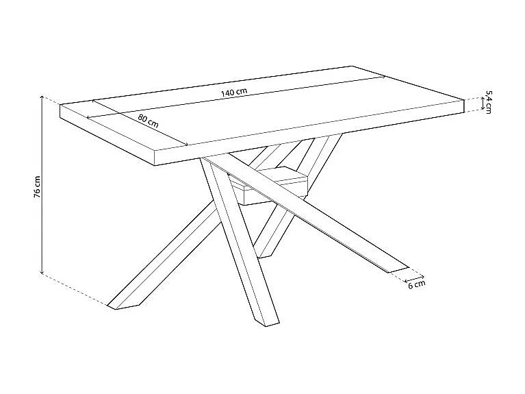 Mesa de comedor Xena patas cruzadas forma rectangular roble Nordish/blanco 76x140x80 cm Adec