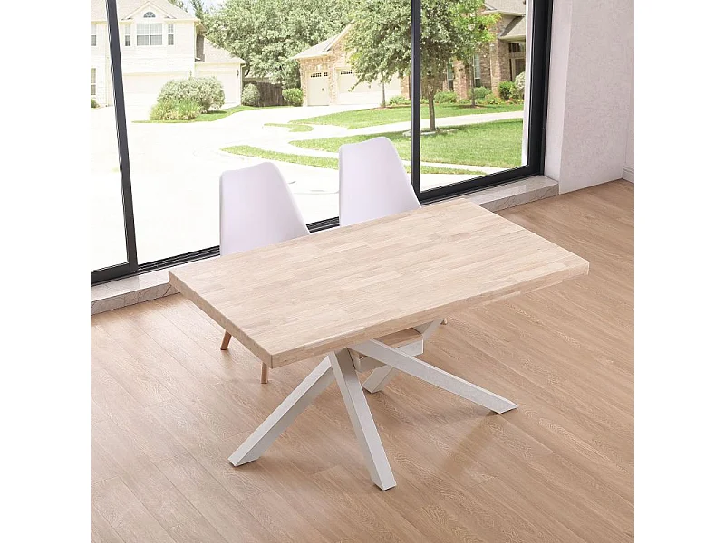 Mesa de comedor Xena patas cruzadas forma rectangular roble Nordish/blanco 76x140x80 cm Adec