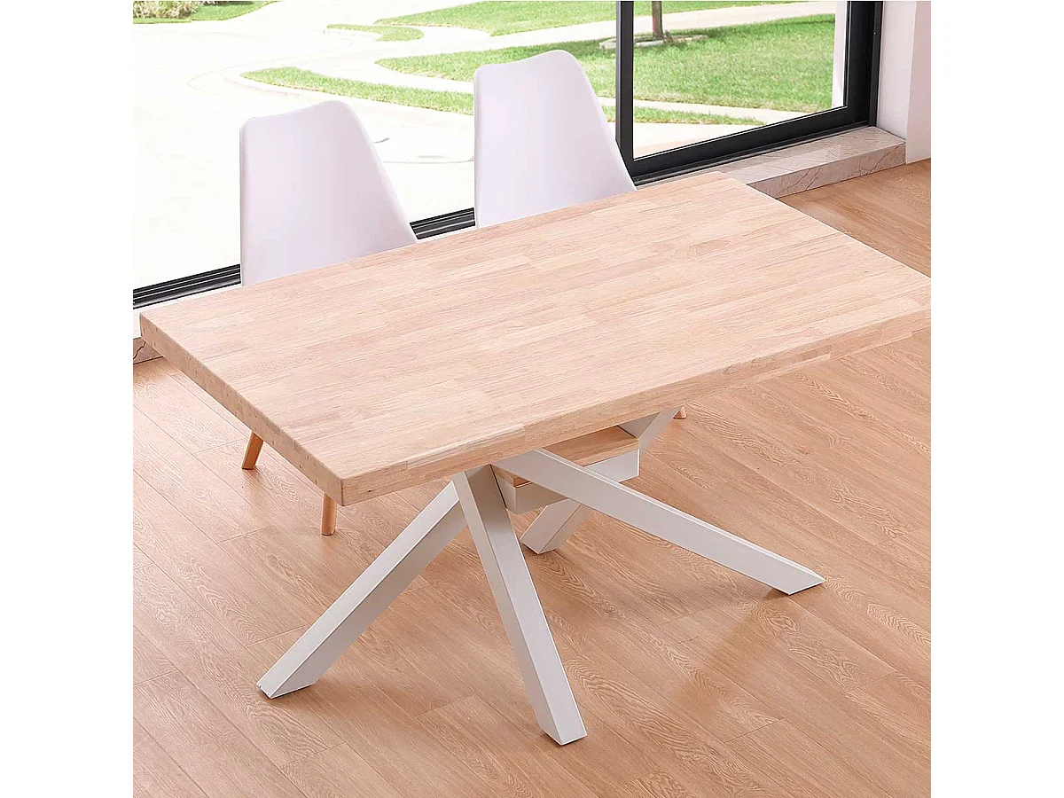 Mesa de comedor Xena patas cruzadas forma rectangular roble Nordish/blanco 76x140x80 cm Adec