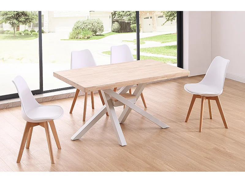 Mesa de comedor Xena patas cruzadas forma rectangular roble Nordish/blanco 76x140x80 cm Adec