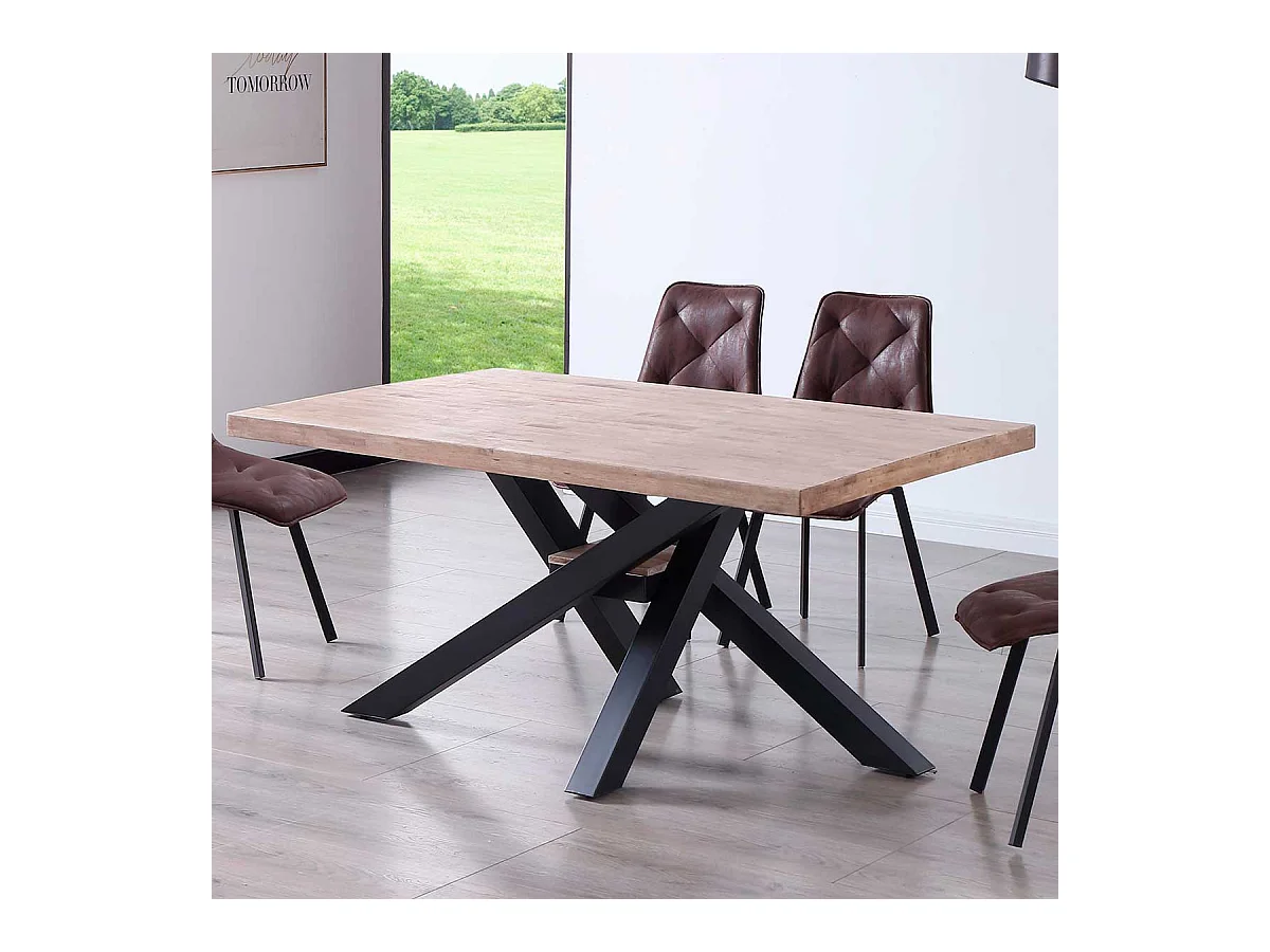 Mesa de comedor Xena patas cruzadas tapa regular roble Honey/negro 76x160x100 cm Adec